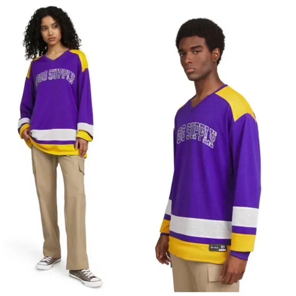 Dogg Supply by Snoop Dogg # 93 Unisex Long Sleeve V-Neck Mesh Hockey Jersey sz M